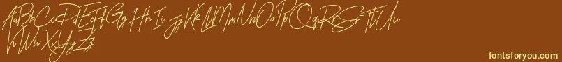 Rhesmanisa Demo Font – Yellow Fonts on Brown Background