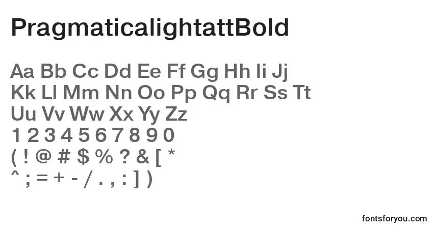 Czcionka PragmaticalightattBold – alfabet, cyfry, specjalne znaki