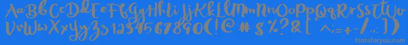 フォントRheydo Regular – 青い背景に灰色の文字