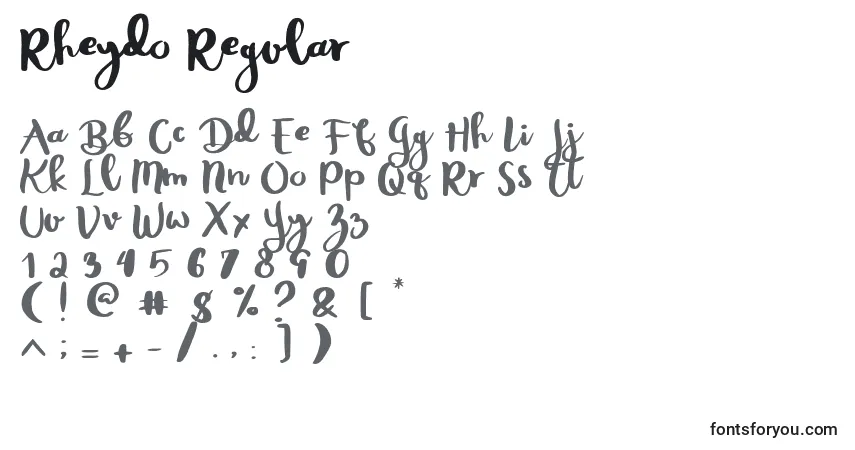 Шрифт Rheydo Regular (138631) – алфавит, цифры, специальные символы