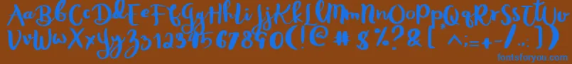 Rheydo Regular Font – Blue Fonts on Brown Background