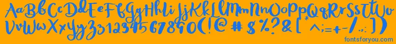 Rheydo Regular Font – Blue Fonts on Orange Background