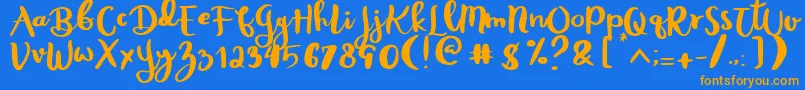 Rheydo Regular Font – Orange Fonts on Blue Background
