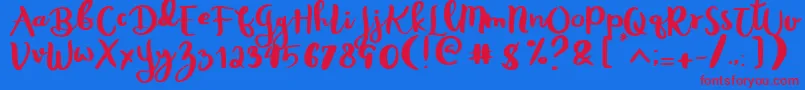 Rheydo Regular Font – Red Fonts on Blue Background