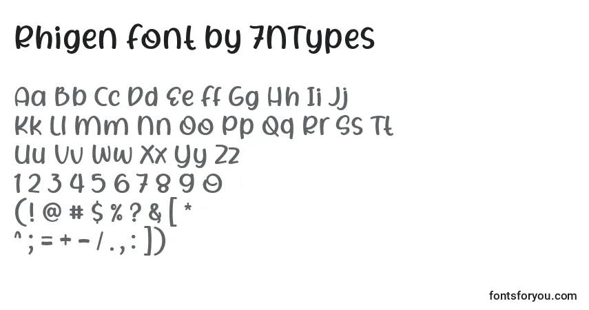 Czcionka Rhigen Font by 7NTypes – alfabet, cyfry, specjalne znaki