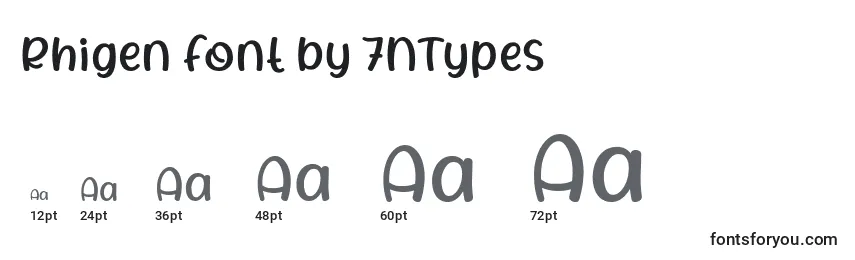 Размеры шрифта Rhigen Font by 7NTypes
