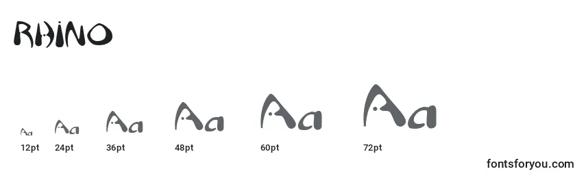 Размеры шрифта RHINO    (138634)