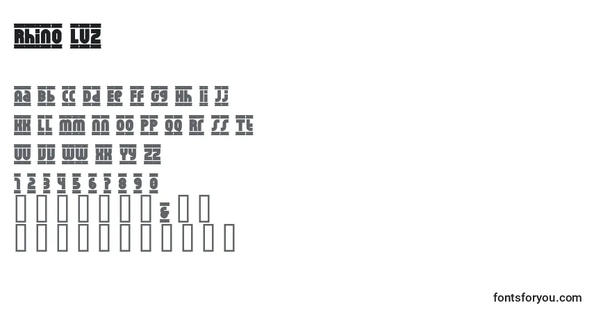 Schriftart Rhino Luz – Alphabet, Zahlen, spezielle Symbole
