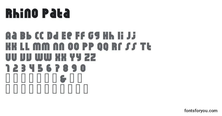 Schriftart Rhino Pata – Alphabet, Zahlen, spezielle Symbole