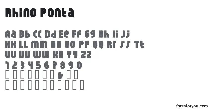 Fuente Rhino Ponta - alfabeto, números, caracteres especiales
