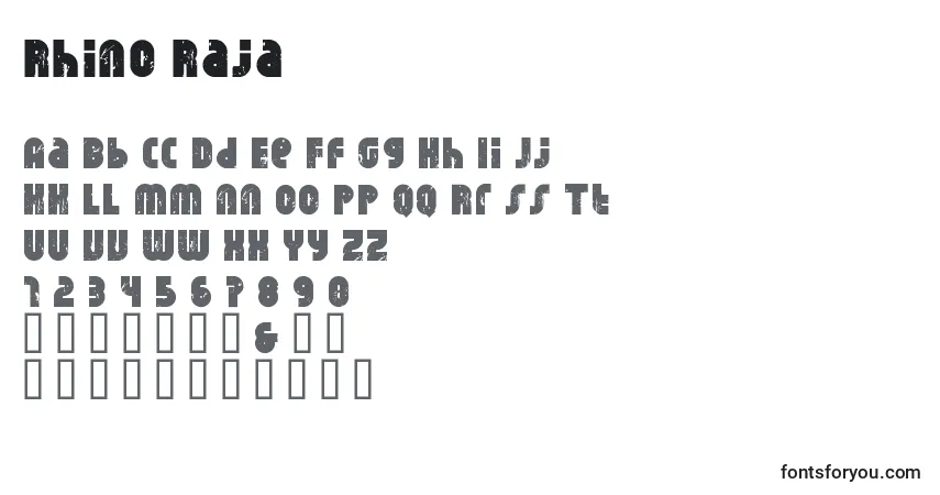 Schriftart Rhino Raja – Alphabet, Zahlen, spezielle Symbole