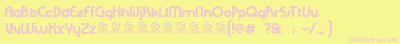 RHINO SANS PERSONAL USE-fontti – vaaleanpunaiset fontit keltaisella taustalla