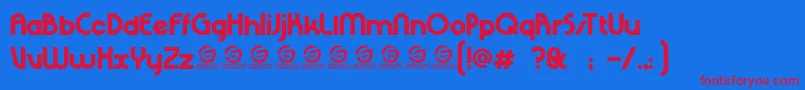 RHINO SANS PERSONAL USE-Schriftart – Rote Schriften auf blauem Hintergrund
