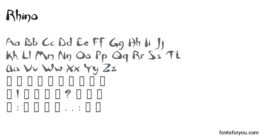 Schriftart Rhino (138642) – Alphabet, Zahlen, spezielle Symbole