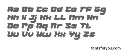 Überblick über die Schriftart RHINOCEROS Break THE Wall Bold Italic