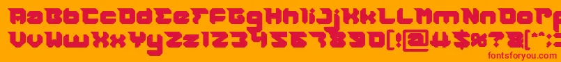RHINOCEROS Break THE Wall Bold-Schriftart – Rote Schriften auf orangefarbenem Hintergrund