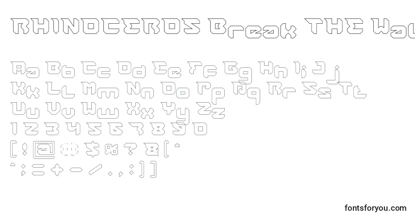 RHINOCEROS Break THE Wall Hollow Font – alphabet, numbers, special characters
