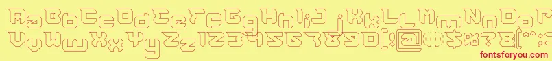 フォントRHINOCEROS Break THE Wall Hollow – 赤い文字の黄色い背景