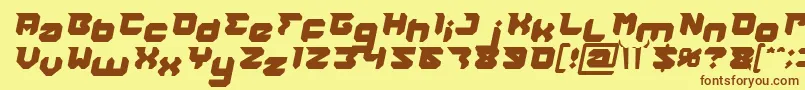 Шрифт RHINOCEROS Break THE Wall Italic – коричневые шрифты на жёлтом фоне