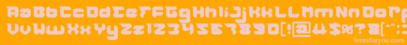 RHINOCEROS Break THE Wall-Schriftart – Rosa Schriften auf orangefarbenem Hintergrund
