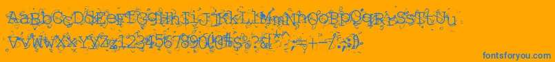 フォントLiqun – オレンジの背景に青い文字
