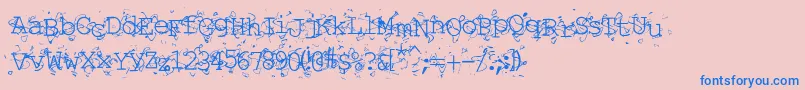 Liqun-fontti – siniset fontit vaaleanpunaisella taustalla