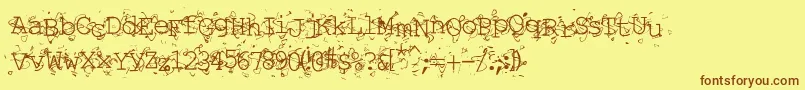 Saiba mais sobre a fonte Liqun Fonte Liqun – fontes marrons em um fundo amarelo