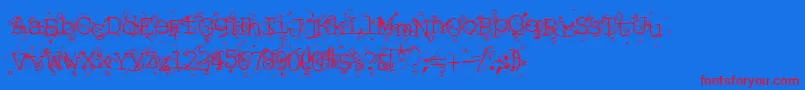フォントLiqun – 赤い文字の青い背景