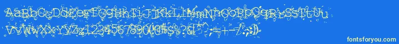 フォントLiqun – 黄色の文字、青い背景