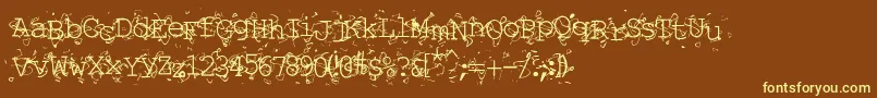 Liqun-Schriftart – Gelbe Schriften auf braunem Hintergrund