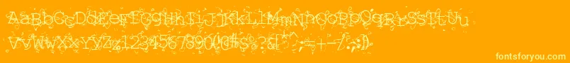 Fonte Liqun – fontes amarelas em um fundo laranja