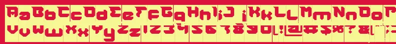 フォントRHINOCEROS Hollow Inverse – 黄色の文字、赤い背景