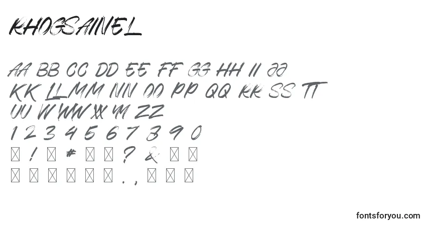 Schriftart Rhogsainel – Alphabet, Zahlen, spezielle Symbole
