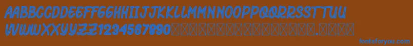 フォントRhomeliaStrip – 茶色の背景に青い文字