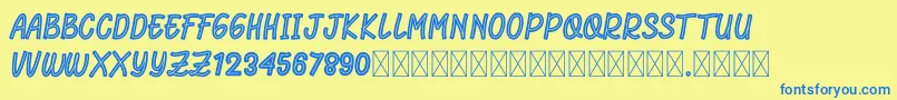 RhomeliaStrip Font – Blue Fonts on Yellow Background