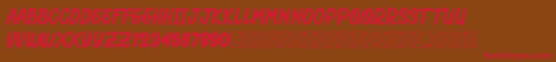 RhomeliaStrip-Schriftart – Rote Schriften auf braunem Hintergrund