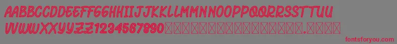 フォントRhomeliaStrip – 赤い文字の灰色の背景