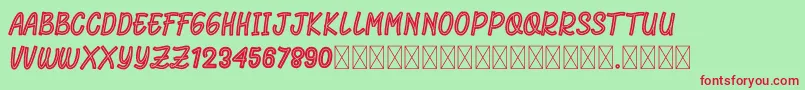 RhomeliaStrip-Schriftart – Rote Schriften auf grünem Hintergrund