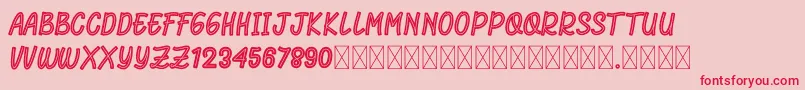 RhomeliaStrip-Schriftart – Rote Schriften auf rosa Hintergrund