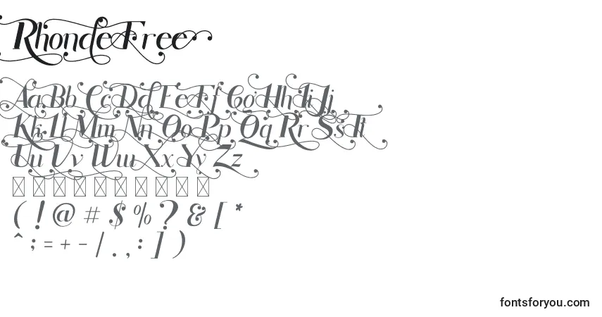 Czcionka Rhonde Free – alfabet, cyfry, specjalne znaki