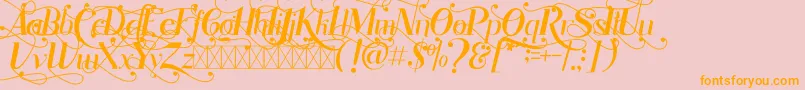 Fonte Rhonde Free – fontes laranjas em um fundo rosa