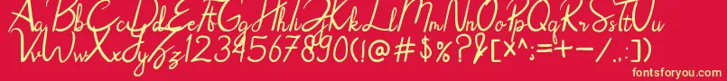 Rhoselinna-Schriftart – Gelbe Schriften auf rotem Hintergrund