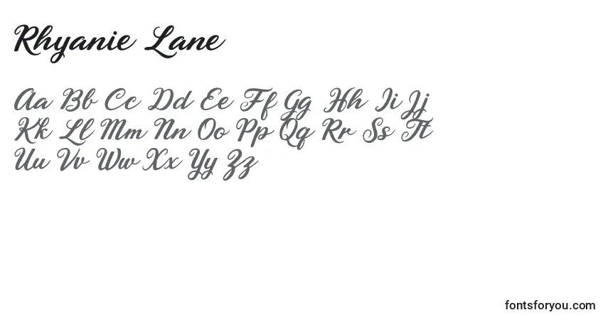 Schriftart Rhyanie Lane – Alphabet, Zahlen, spezielle Symbole