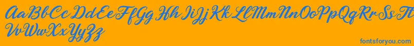 Rhyanie Lane Font – Blue Fonts on Orange Background