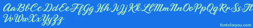 Rhyanie Lane Font – Green Fonts on Blue Background