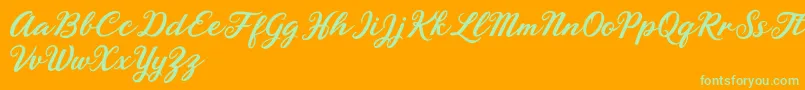 Rhyanie Lane Font – Green Fonts on Orange Background