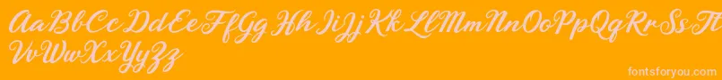 Rhyanie Lane-Schriftart – Rosa Schriften auf orangefarbenem Hintergrund