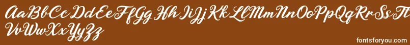 Rhyanie Lane-Schriftart – Weiße Schriften auf braunem Hintergrund