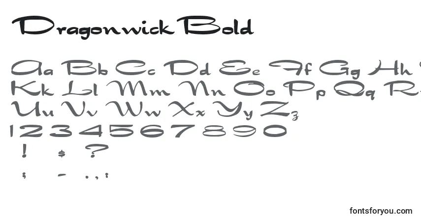A fonte DragonwickBold – alfabeto, números, caracteres especiais