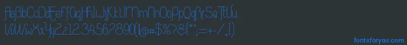 フォントRiasAltasRibadeoLGtipos Nor – 黒い背景に青い文字